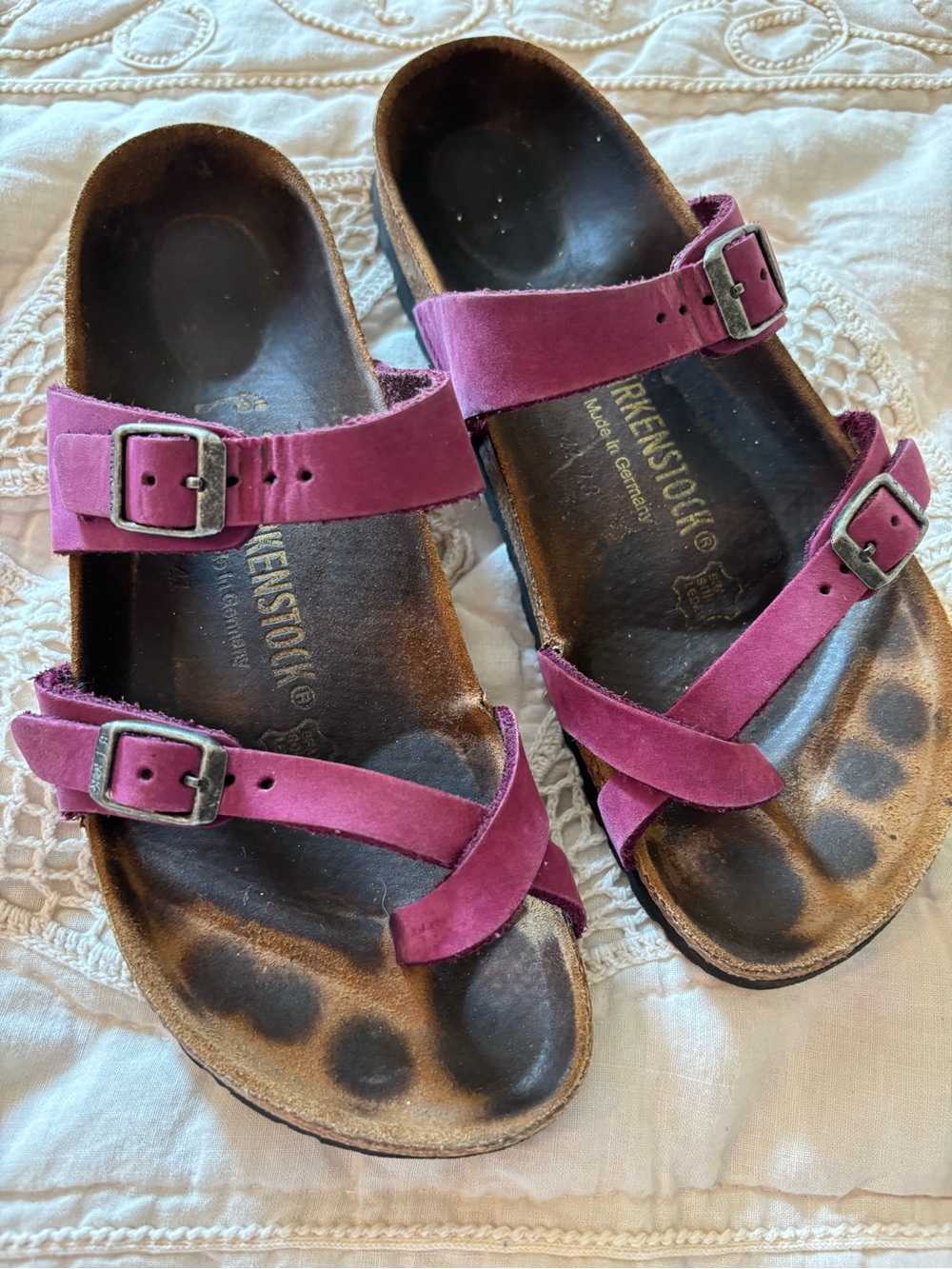 Birkenstock Women's Magenta Suede Adjustable Buckle Sandals